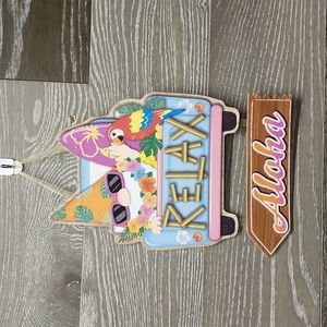 Beach house pressed wood gnome relax Aloha glitter hangers